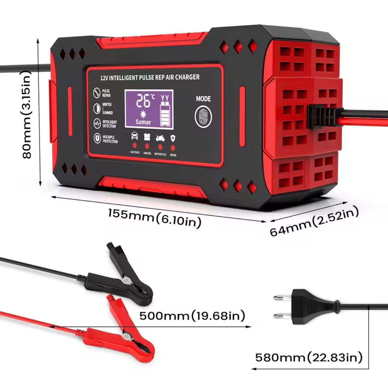 ✔️ Chargeur Intelligent Auto & Moto 6A – Protection & Réparation Batterie 12V
