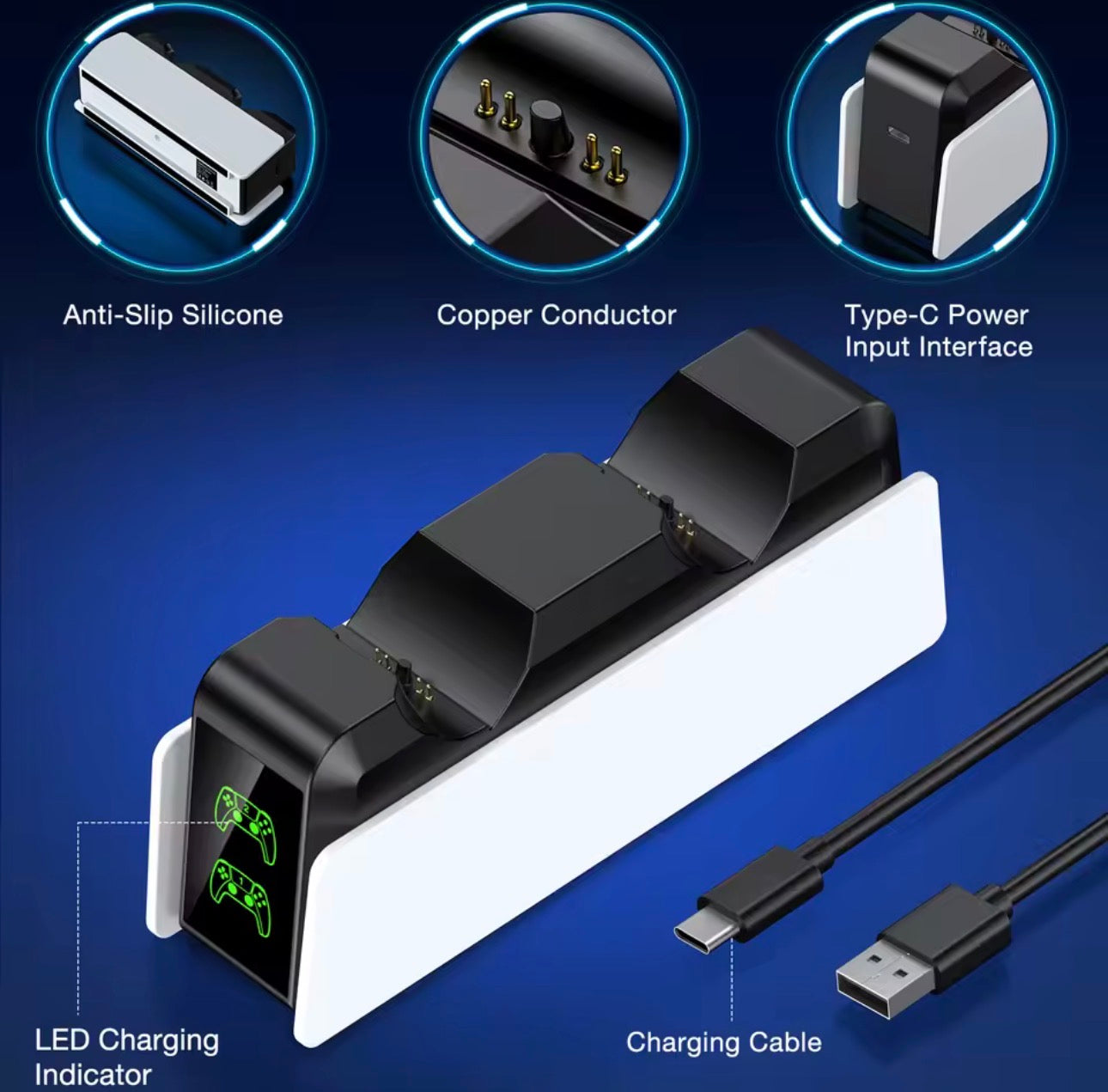 Station de charge DualSense pour contrôleur PS5, double station de charge.