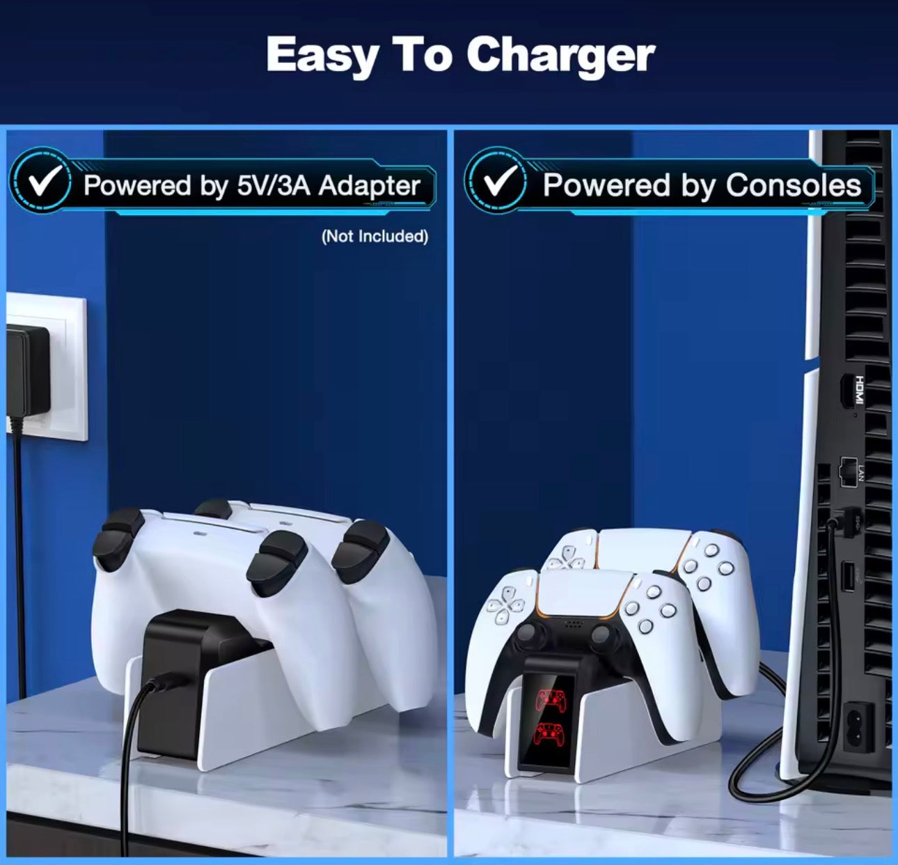 Station de charge DualSense pour contrôleur PS5, double station de charge.